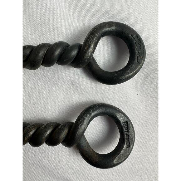 Forged Metal BarBQ Tools Twisted Leaf Design Original Box Texas Signed Set of 2 - Picture 6 of 16